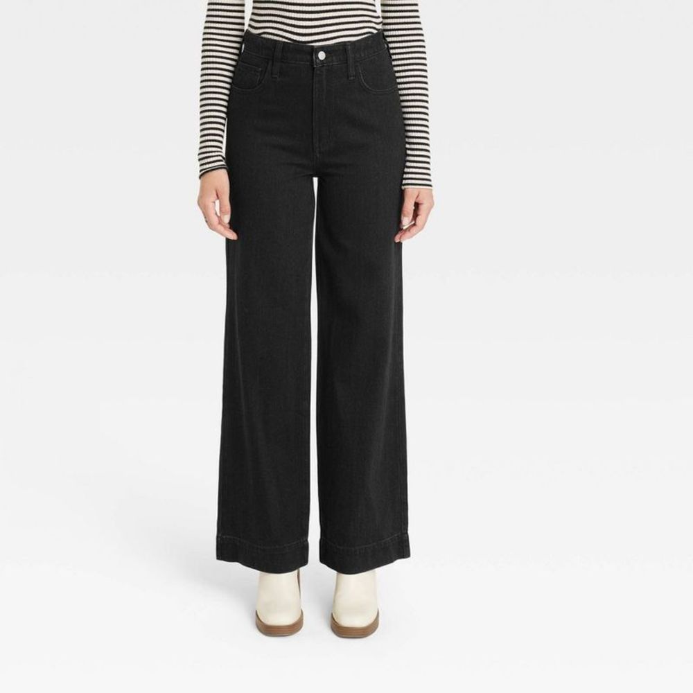 Women's High-Rise Wide Leg Jeans - Universal Thread Black 6